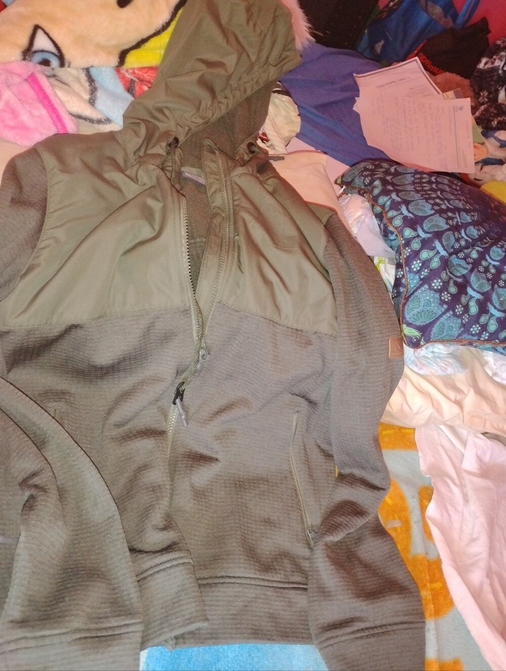 Alpha Industries Olive Green Hooded Zip-up. Jacket
